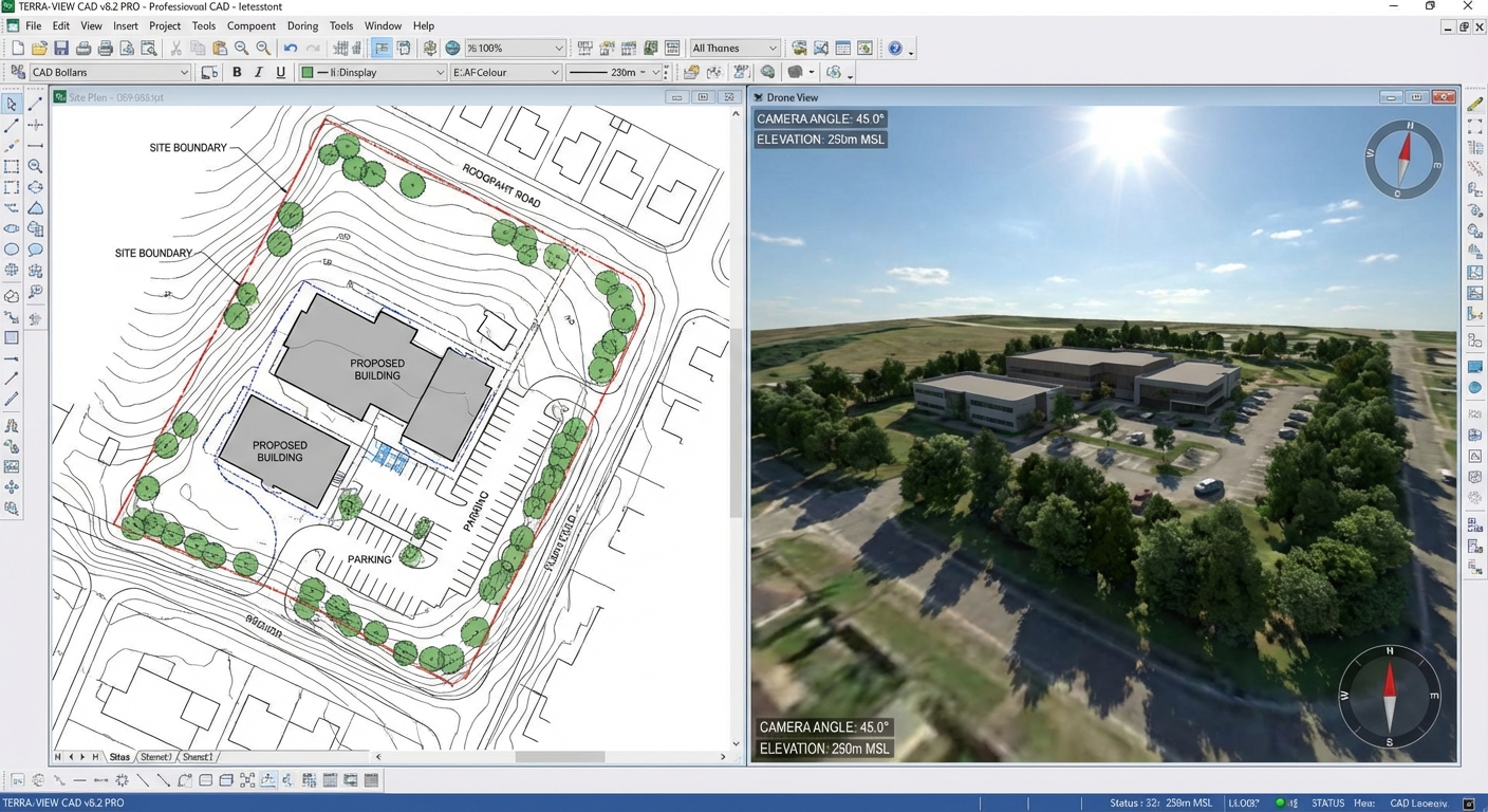 Aerial angle landscape planner drone view interface - 3D Analysis