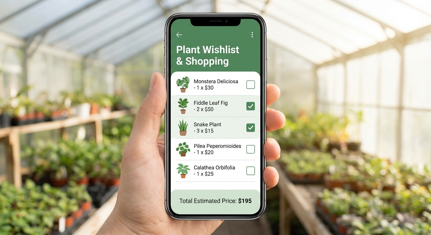 Location specific plant shopping list generator interface