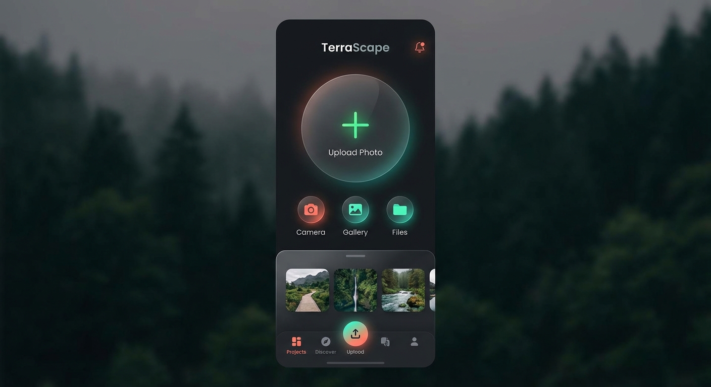 AI landscape design generator upload photo step