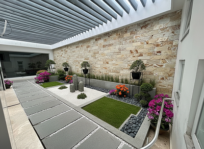 AI Landscaping Design in Zen Style - AI garden design example