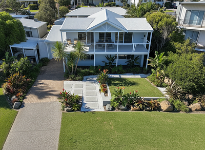 AI Landscaping Design in Tropical Style - AI garden design example